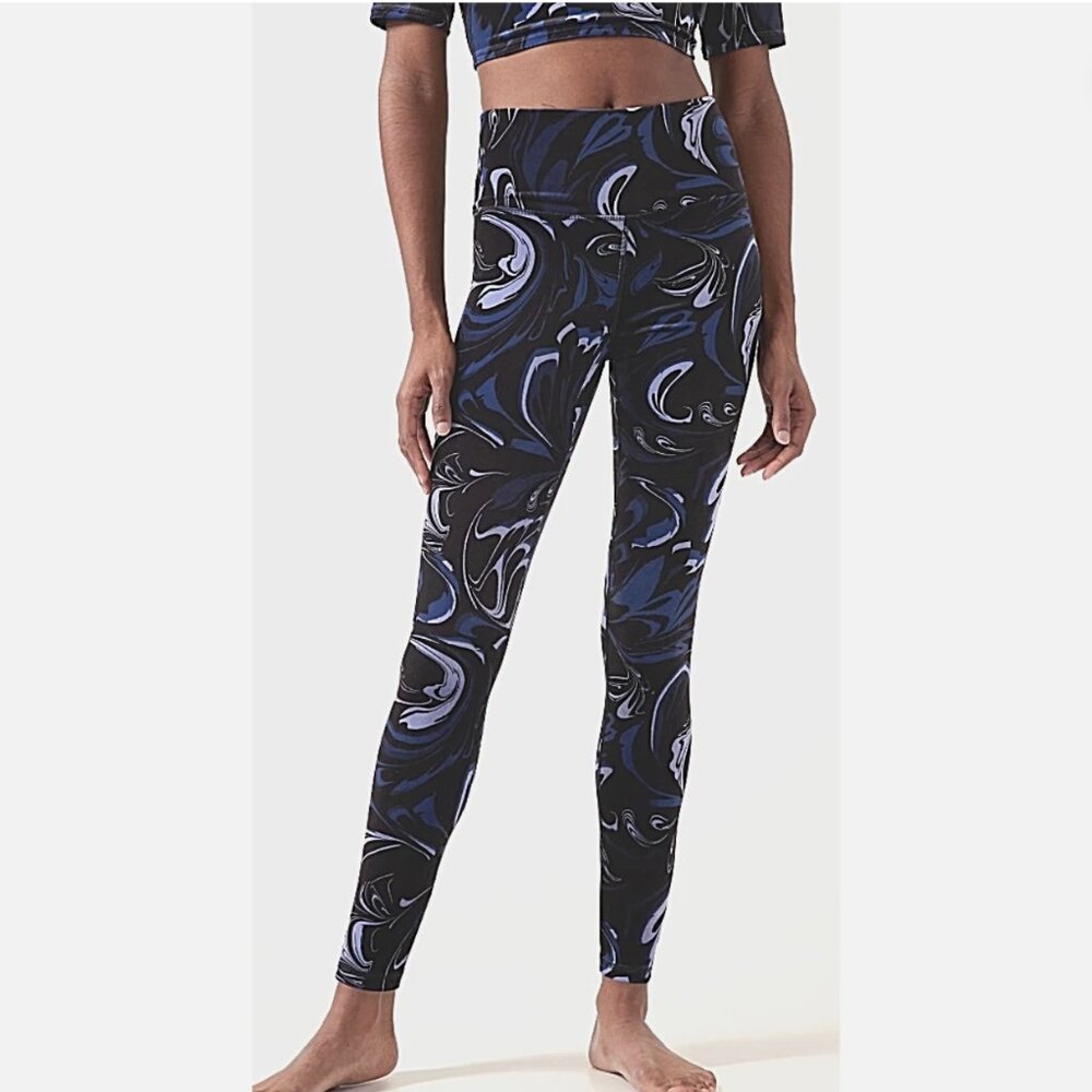 XS - ATHLETA - Elation Velvet Tight Blue Black Leggings NEW $109 msrp